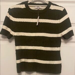 Madewell green and ivory Striped Sweater